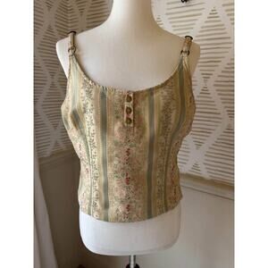 Jeanology Women Size 12 Vintage Y2K Tapestry Adjustable Shoulder Corset Crop Top